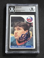KELLY HRUDEY 1985-86 TOPPS ROOKIE SIGNED AUTOGRAPHED CARD BECKETT BAS AUTHENTIC