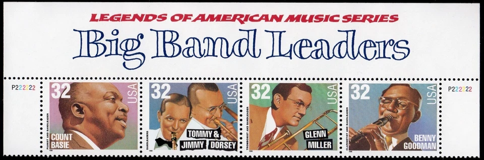 Scott #3099a (3096-99) Big Band Leaders Title  Plate Block of 4 Stamps - MNH - Image 1 of 1