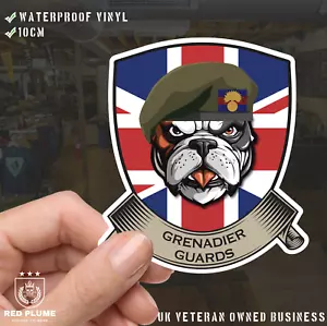 Grenadier Guards Britische Bulldogge und Union Jack Schild Vinyl Aufkleber - 10 cm - Bild 1 von 4