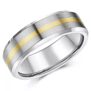 Titanium & 9ct Yellow Gold Wedding Ring Band 7mm ''Sale limited stock'' - Picture 1 of 2