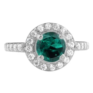Anello 1,40 ct smeraldo verde zambia naturale certificato IGI diamante in oro 14 kt - Foto 1 di 8