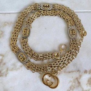 Cintura Gucci catena G ad incastro placcata argento e oro misura 99 cm donna GIAPPONE - Foto 1 di 10