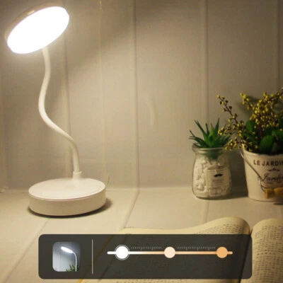 LED Portable Dimmable Table Lamp USB Plug Battery Powered Desk Night LED Lamp - Imagen 1 de 4