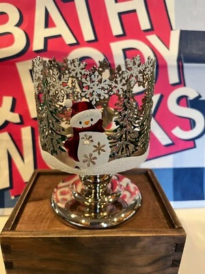 Bath & Body Works RED SCARF SNOWMAN SNOWFLAKE HOLIDAY Wick Candle Holder Sleeve - Image 1 of 4