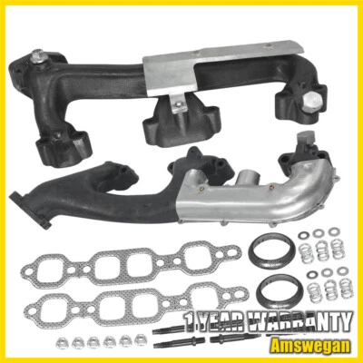 Pair of Exhaust Manifold W/ Heat Shield For 1988-1995 Chevrolet GMC C1500 K1500 - Изображение 1 из 2