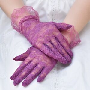 Sexy Short Gloves Hollow-out Lace Gloves Full Finger Mittens Elegant Women