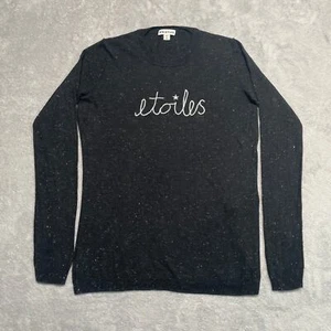 Whistles Sweater Womens 6 Black Etoiles Metallic Shiny Soft Cozy Crewneck - Picture 1 of 9