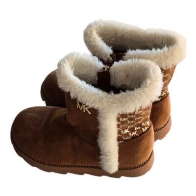  Botas de Invierno Michael Kors Kaysen Niñas Talla 11 Marrón Dorado Piel Logo  Foto 1 de 4