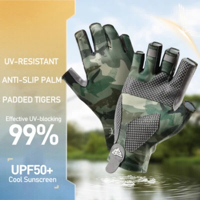 Summer Fishing Gloves Half-Fingered Ice Silk Anti-UV Slip-Resistant Breathable - Image 1 of 4