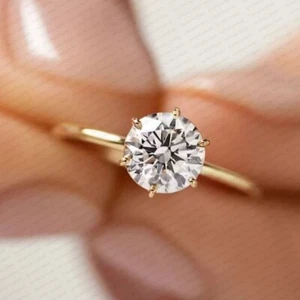 1.91CT Round Cut IGI Certified Lab Grown Diamond Engagement Bridal Ring 14K Gold - Picture 1 of 6