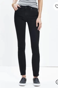 Madewell 9” High Rise Skinny Jeans Size 28 Black - Foto 1 di 3
