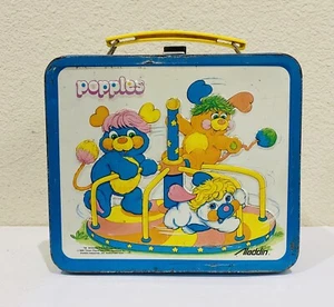 Fiambrera vintage Aladdin 1986 Popples de metal de hojalata colores brillantes sin termo - Imagen 1 de 7