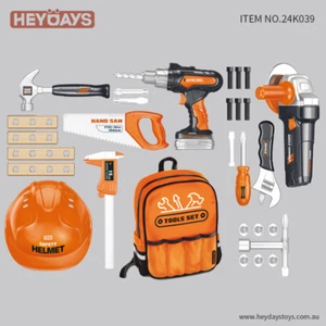 Kids Tool Set Pretend Play Toy w/ Construction Backpack & Electric Drill Gift - Picture 1 of 3
