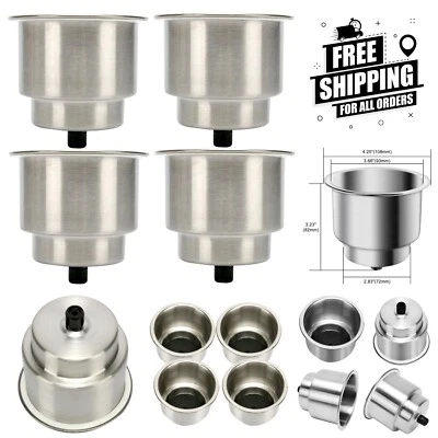 4-Piece Stainless Steel Self-Draining Marine Cup Holders - Ideal for RVs & Boats Foto 1 de 4