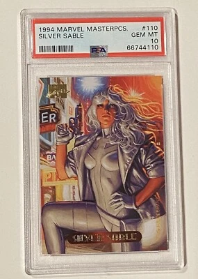 1994 Marvel Masterpieces Card #110 Silver Sable PSA 10 GEM MINT - Image 1 of 3