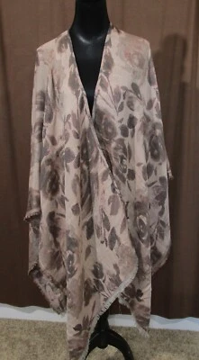 Cejon NWOT Reversible Shawl  Pink Grey Taupe Subtle Flowers - Image 1 of 4
