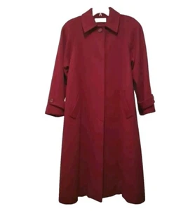 VTG 90s Jones NY Trench Coat Womens Petite L Red 100% Wool Rory Gilmore Girls - Picture 1 of 24
