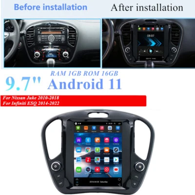 Rádio estéreo Android 9,7" GPS Wi-Fi navegação para Nissan Juke 10-18/Infiniti ESQ 14-22 - Imagem 1 de 4