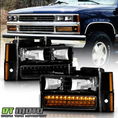 1988-1993 Chevy Silverado Suburban GMC Sierra Headlights+Corner+LED Bumper Light - Image 1 of 4