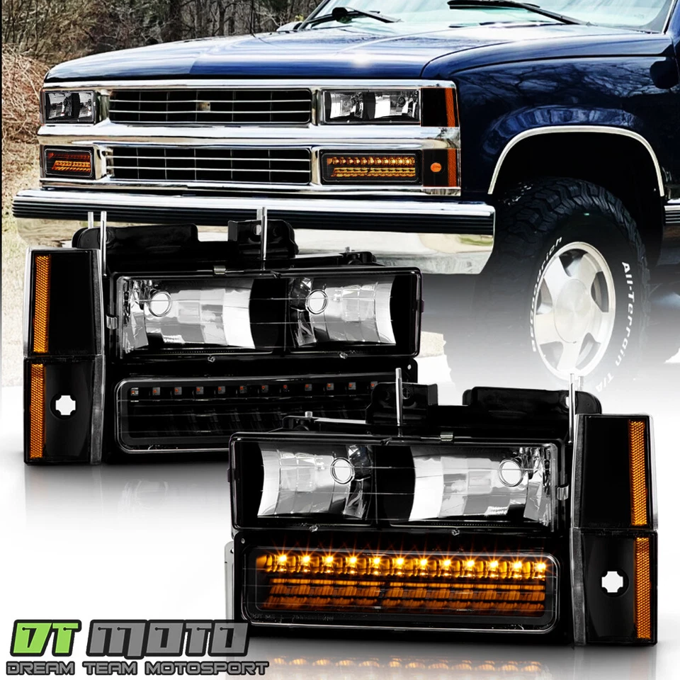 Faros + esquina + luz de parachoques LED para Chevy Silverado Suburban GMC Sierra 1988-1993 Foto 1 de 4