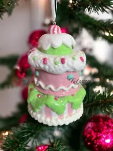Pink Frosted Cake Candy Gingerbread Sweet Shop Bakery Ornament Shabby Cottage - Picture 1 of 3