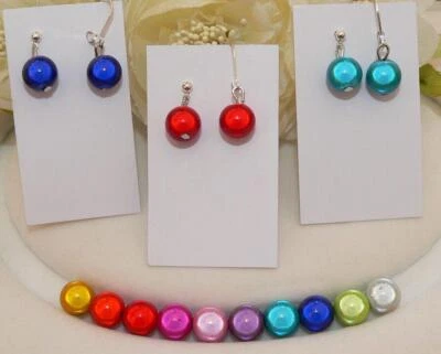 Ohrringe Hänger 1 Paar Miracle glanz Perlen 10 mm Auswahl Farben Verschluss 151. - Bild 1 von 4