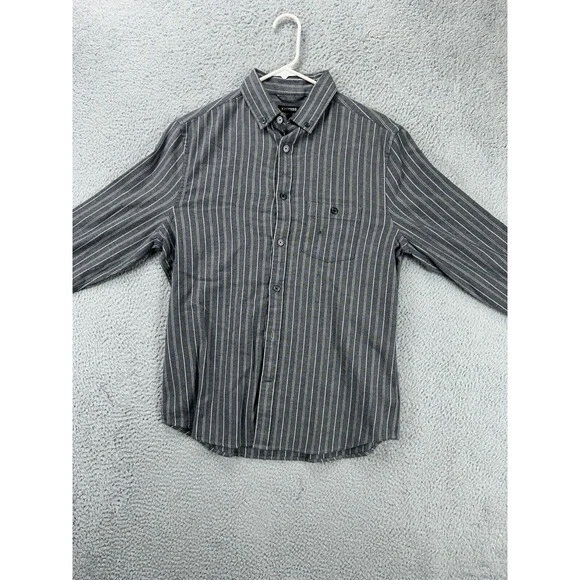 Express Soft Flannel Shirt Adult Small Grey Pinstripes Button Down Mens NEW Q27 - Image 1 of 4