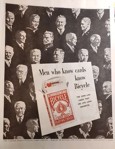 Publicidad impresa de cartas de juego de bicicleta 1957 efímera decoración de arte de pared por Ronald McLeod - Imagen 1 de 1