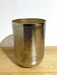 Fink Metall Windlicht MAURA Vernickelt Neu Lochmuster Silber Gold 30 cm Hoch - Bild 1 von 5