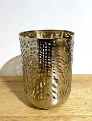 Fink Metall Windlicht MAURA Vernickelt Neu Lochmuster Silber Gold 30 cm Hoch - Bild 1 von 4