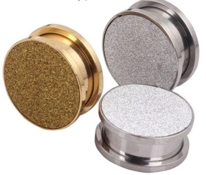 4- 20mm Frosted Glitter Screw On Earring Expander Gauges Tunnels Steel Ear Plugs - Picture 1 of 5