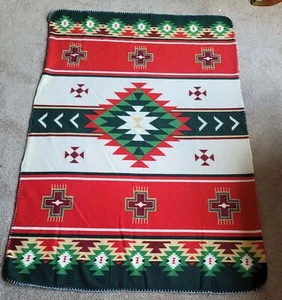 ST Labre Indian School Lap Blanket Throw Southwestern Aztec Red Green Wht Brown - Picture 1 of 5