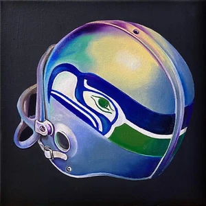 Chris 51 signed print 12x12 Seattle Seahawks throwback Helmet Largent Zorn - Picture 1 of 5