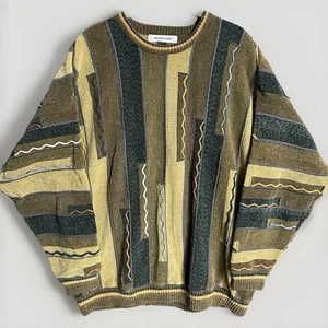 Suéter Abuelo Texturizado Estilo Coogi Vintage Pronto Uomo Talla XL Multicolor. - Imagen 1 de 6
