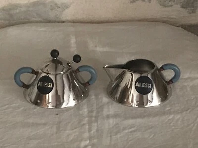 Duo sucrier et pot à lait avec cuillère, ALESSI (Italie) - Photo 1/4