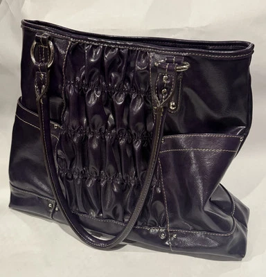 purple ELLE fashion Luxury multiple pockets #leatherbag #totebag #ELLEBAG - Image 1 of 4