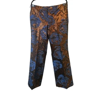 LEIFSDOTTIR Anthropologie Floral Jacquard Metallic Pants Bronze Size 12 NWOT - Picture 1 of 9