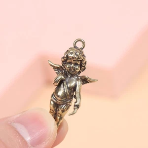 Brass Angel Wings Pendants for Necklaces Solid Copper Key Chains DIY Accesso _pu - Picture 1 of 12