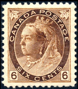 CANADA 1902 MINT LH #80, 6c QUEEN VICTORIA NUMERAL !! VV38 - Imagen 1 de 2