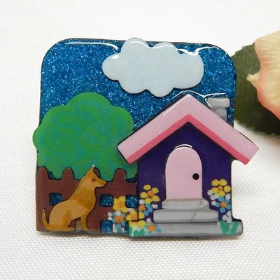 PIN/BROCHE COLECCIONABLE ECO Y HARA MEDIOS MIXTOS CASA Y PERRO Foto 1 de 3