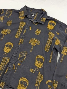 Lazy Oaf Uomo Lazy Roman Holiday Nero Giallo Giacca Denim Cardigan Camicia XL - Foto 1 di 10