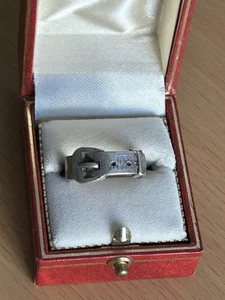 Vintage 925 Silver Buckle Design Band ring size S/ Unisex/Hallmarked /maker REJ/ - Picture 1 of 7