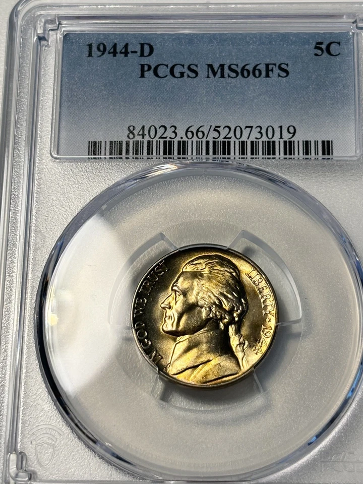 1944-D Jefferson Nickel, PCGS MS66FS, Golden Toned - Image 1 of 3