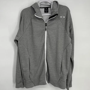 Oakley Pullover Herren XL grau Full Zip Kapuze leicht Waffel Taschen Logo - Bild 1 von 9