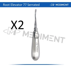 X2 German Root Elevator 77 Dental Instruments (Serrated) Light Handle Stainless - Picture 1 of 1