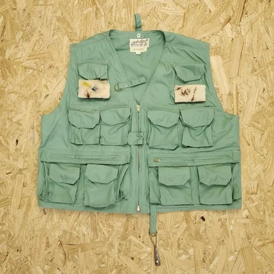 Vintage 80s Eddie Bauer Fly Fishing Vest Mens Medium Green Multi Pockets Outdoor - Image 1 of 4