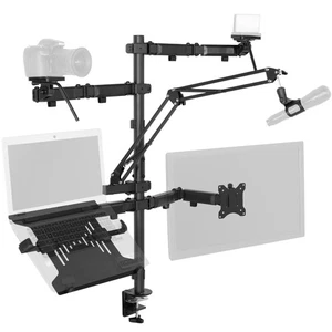 VIVO Black All-In-One Livestream Desk Mount, 17" to 32" Monitor, Laptop, Camera - Picture 1 of 8