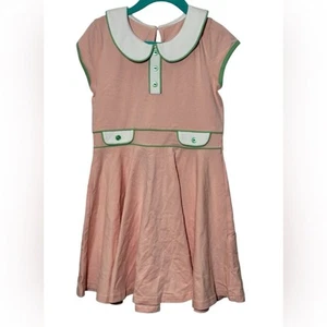 Serendipity by Shrimp and Grits Pink with Green Piping Collared Lap Dress Size M - Picture 1 of 5