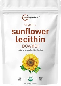 Micro Ingredients Organic Sunflower Lecithin Powder, 1 Pound, Sustainable... - Picture 1 of 8