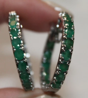 Socoto Emerald 925 Silver Hoop Earrings - Image 1 of 4